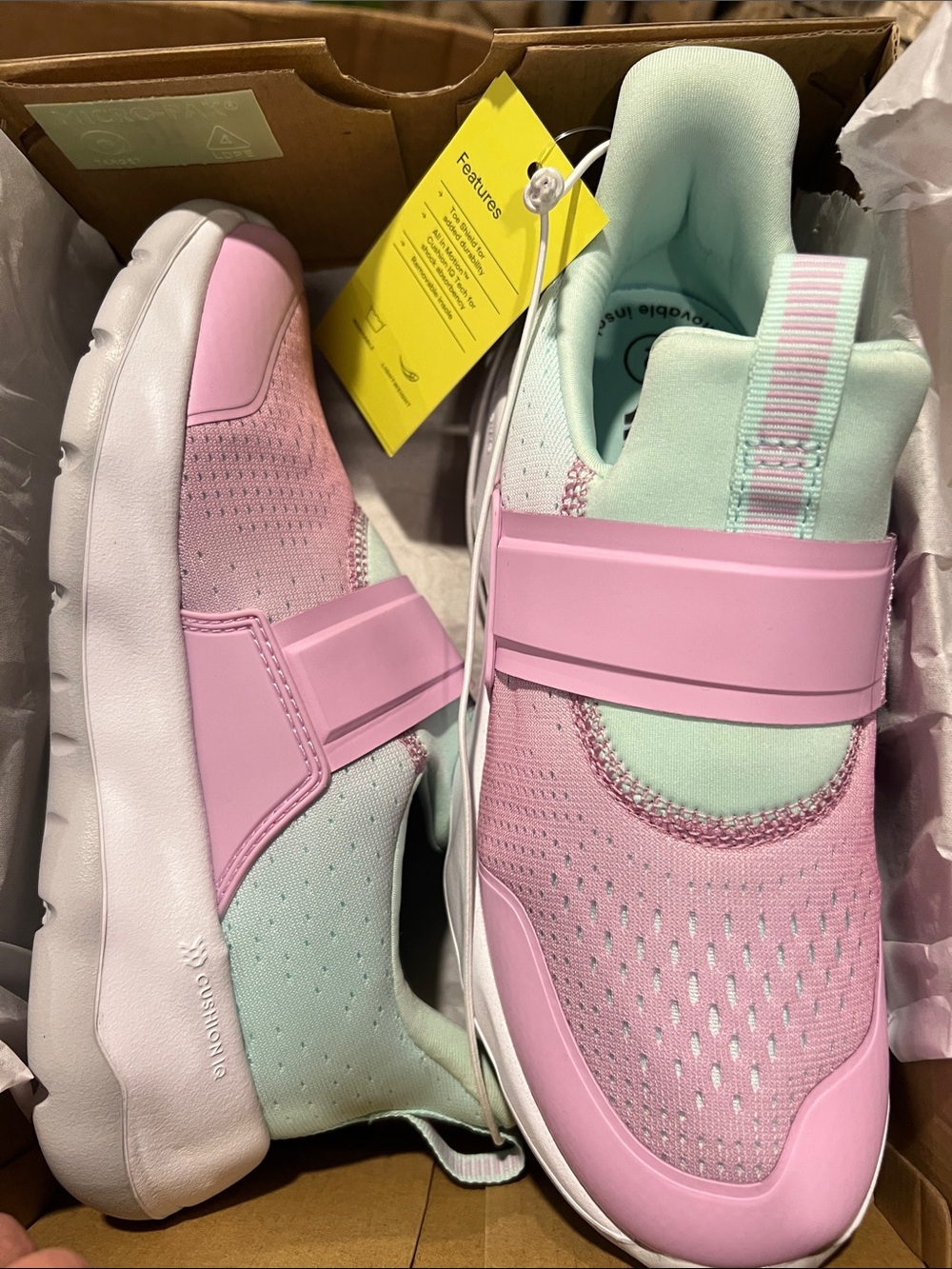 all in motion Pink and Mint Kids Slip-On Sneakers